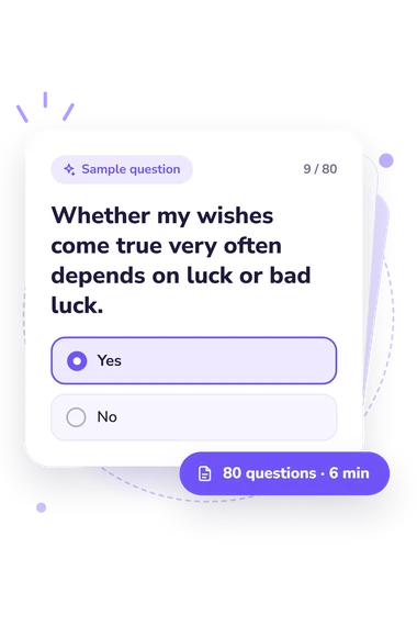 Locus of Control Test: answers to choose from Locus of Control Test: sample question card
