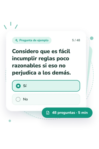 Test escala del locus: pregunta y respuestas Test escala del locus: tarjeta con pregunta