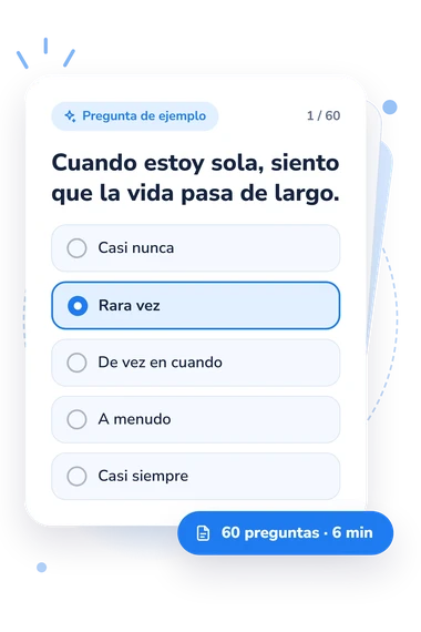 Test cuestionario de experiencia: tarjeta con pregunta