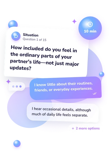 Long Distance Relationship Quiz: situation and reply bubbles