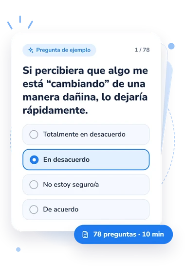 Quiz de personajes: tarjeta con pregunta