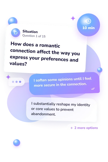 Love Addiction Quiz: what would you do Love Addiction Quiz: situation and reply bubbles