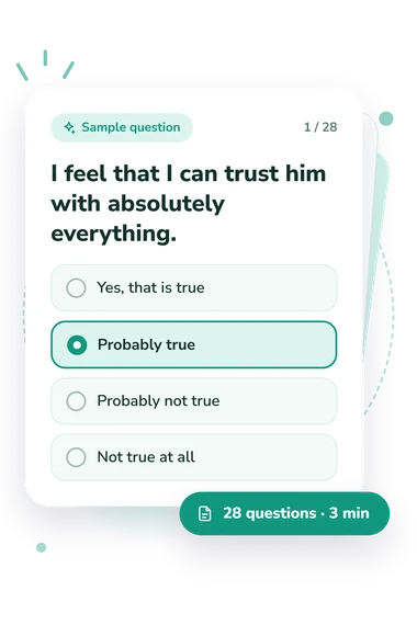 Love and Liking Scales Test: sample question card