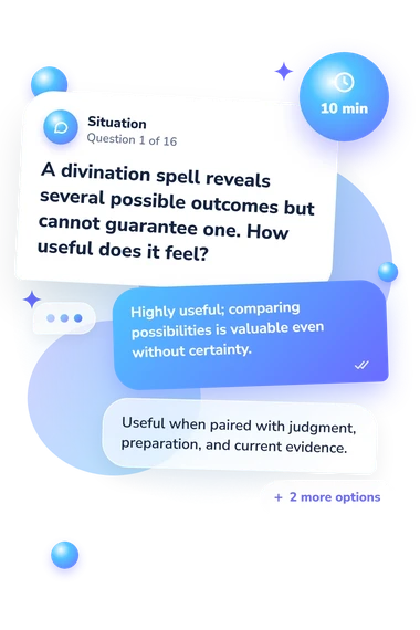 Magic Power Quiz: situation and reply bubbles