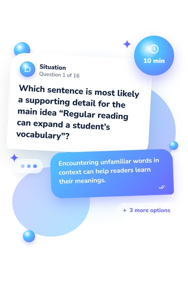 Main Idea Quiz: situation and reply bubbles