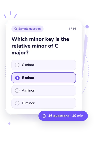 Major Scale Quiz: answers to choose from Major Scale Quiz: sample question card