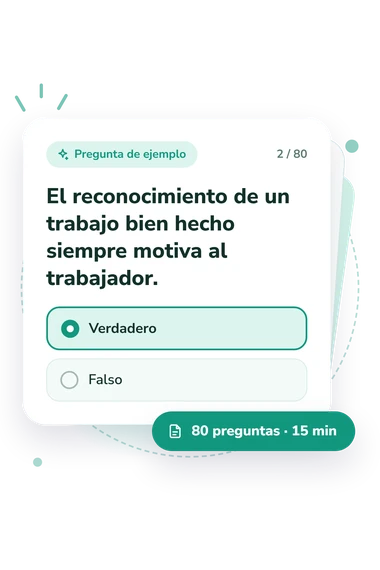 Test gerente y relaciones humanas: pregunta y respuestas Test gerente y relaciones humanas: tarjeta con pregunta