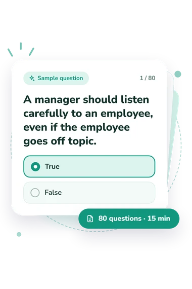 Manager and Individual Assessment: answers to choose from Manager and Individual Assessment Test: sample question card