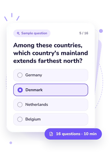 Map Quiz: sample question card