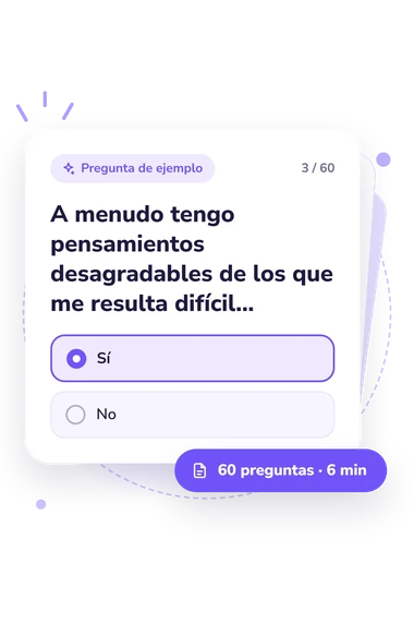 Test escala de síntomas obsesivo-compulsivos: tarjeta con pregunta