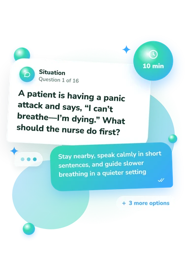 Mental Health Nursing Quiz: what would you do Mental Health Nursing Quiz: situation and reply bubbles