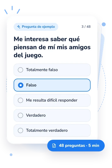 Test método de diagnóstico: tarjeta con pregunta