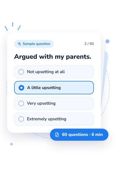 Adolescent Anxiety Measurement Method: answers to choose from Adolescent Anxiety Measurement Method Test: sample question card