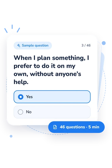 Ambition Assessment Test: sample question card