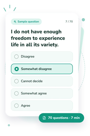 Escapism Severity Scale Test: sample question card