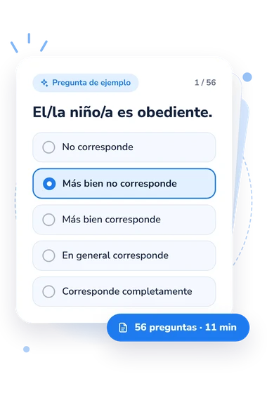 Test método para el diagnóstico: tarjeta con pregunta