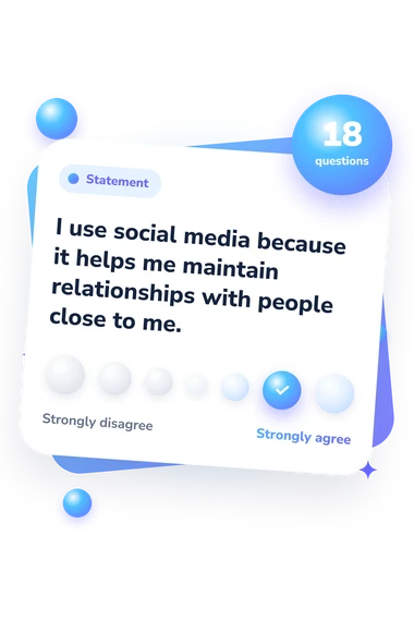 Social Media Use Social: from disagree to agree Social Media Use Social Motivation: agreement scale card