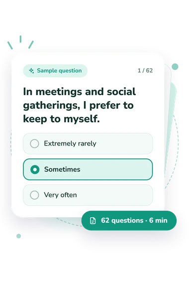 Shyness Diagnostic Questionnaire Test: answers to choose from Shyness Diagnostic Questionnaire Test: sample question card