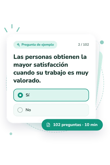 Test metodología para el estudio: tarjeta con pregunta