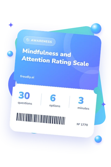 Mindfulness and Attention Rating: questions, options and minutes Mindfulness and Attention Rating: test ticket with numbers