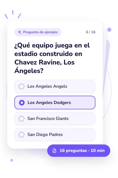 Test cuestionario sobre estadios: tarjeta con pregunta