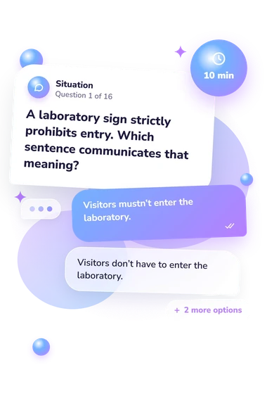 Modals Quiz: situation and reply bubbles