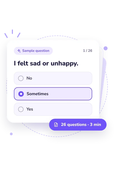 Short Mood and Feelings Questionnaire: sample question card