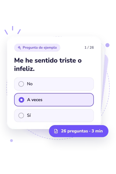 Test cuestionario de sentimientos: pregunta y respuestas Test cuestionario de sentimientos: tarjeta con pregunta