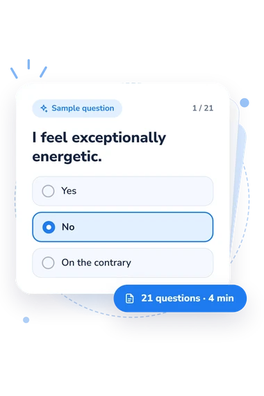 Mood Assessment Test: answers to choose from Mood Assessment Test: sample question card