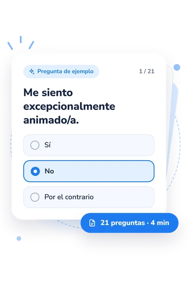 Test evaluación del estado: tarjeta con pregunta