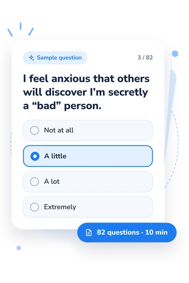 Moral Scrupulosity OCD Test: answers to choose from Moral Scrupulosity OCD Test: sample question card
