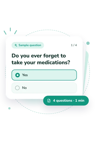 Morisky-Green Medication Adherence Scale: answers to choose from Morisky-Green Medication Adherence Scale Test: sample question card