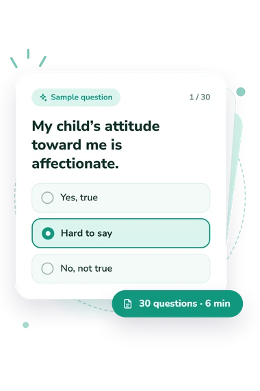 Motherhood Satisfaction Questionnaire Test: sample question card