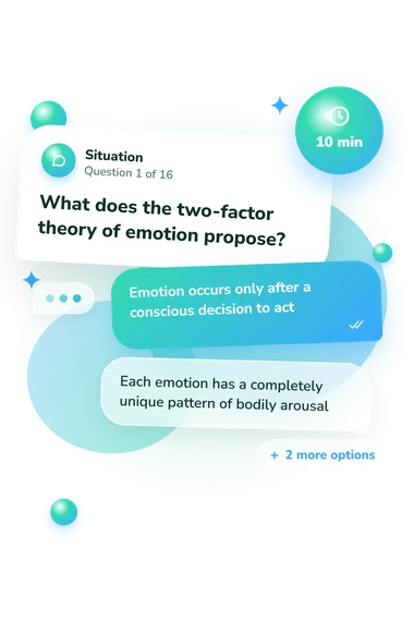 Motivation and Emotion Quiz: situation and reply bubbles