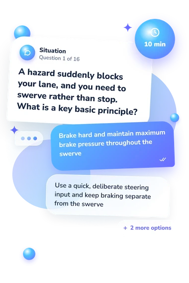 Motorcycle Quiz: situation and reply bubbles