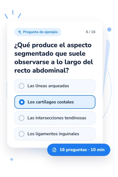 Test cuestionario sobre los músculos: tarjeta con pregunta