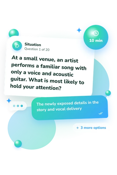 Music Recommendations Quiz: what would you do Music Recommendations Quiz: situation and reply bubbles