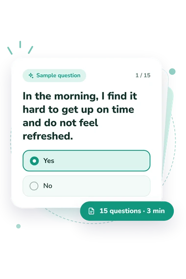 My Health Questionnaire Test: sample question card