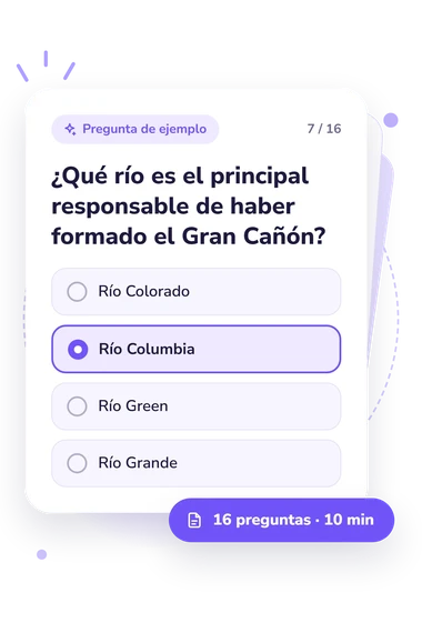 Test cuestionario sobre parques nacionales: tarjeta con pregunta