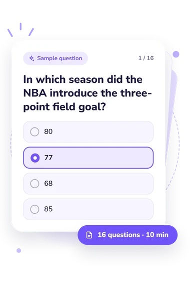 NBA Quiz Top 100: sample question card