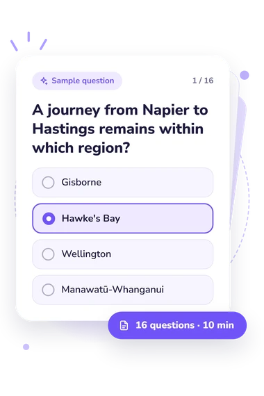 New Zealand Quiz: answers to choose from New Zealand Quiz: sample question card