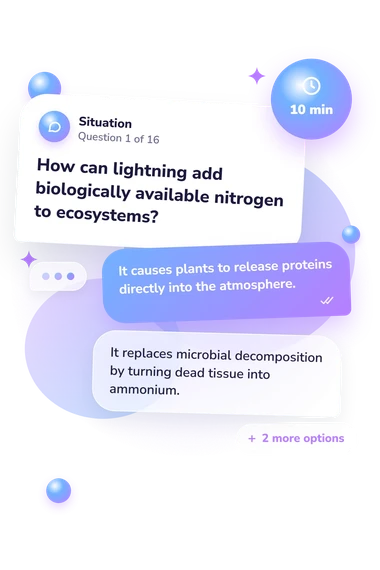 Nitrogen Cycle Quiz: situation and reply bubbles