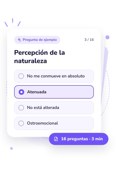 Test escala de despersonalización: tarjeta con pregunta