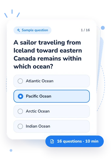 Ocean Quiz: answers to choose from Ocean Quiz: sample question card