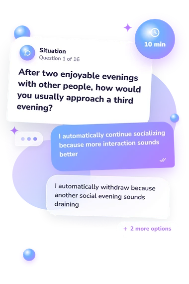 Omnivert Quiz: situation and reply bubbles