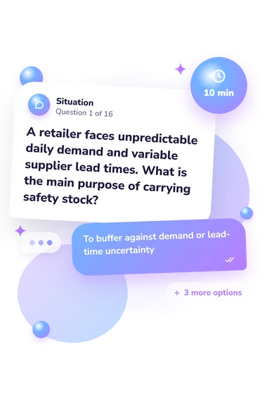Operations Management Quiz: situation and reply bubbles