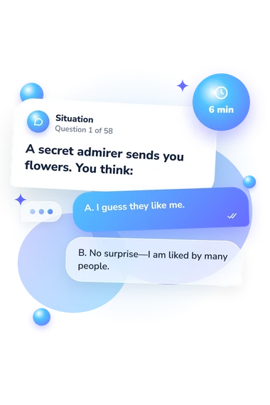 Optimistic Explanatory Style Scale: what would you do Optimistic Explanatory Style Scale: situation and reply bubbles