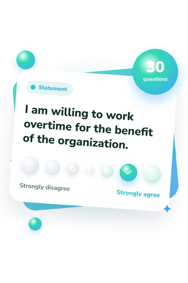 Organizational Commitment Questionnaire (OCQ): from disagree to agree Organizational Commitment Questionnaire (OCQ) Test: agreement scale card