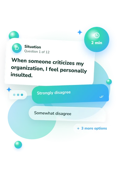 Organizational Identification Scale Test: situation and reply bubbles