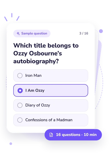 Ozzy Osbourne Quiz: sample question card